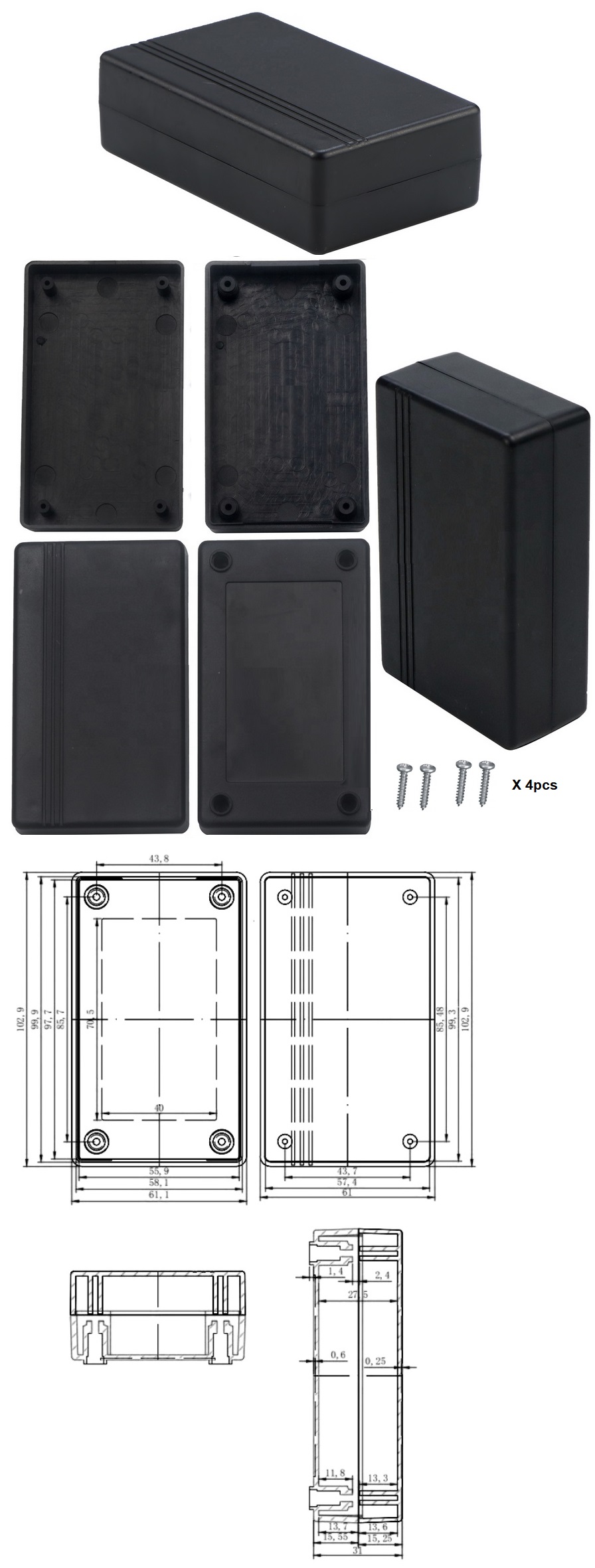 Caja ABS 103x61x31mm